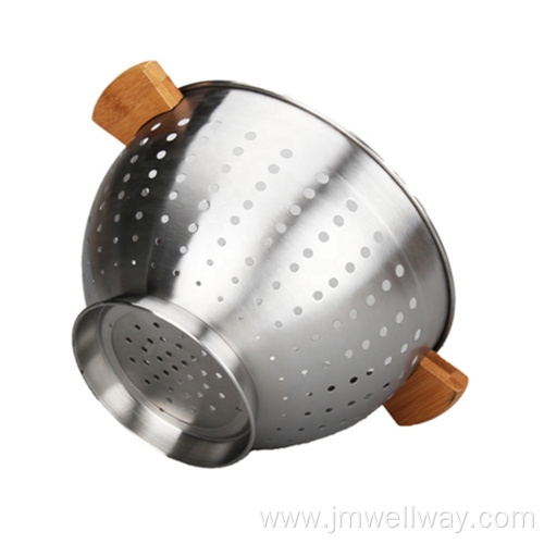 Easy Grip Metal Colander Sith Bamboo Handle